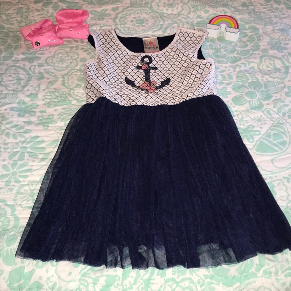 ⭐️ Anchor Navy & White Floral Dress⭐️ - Picture 1 of 1